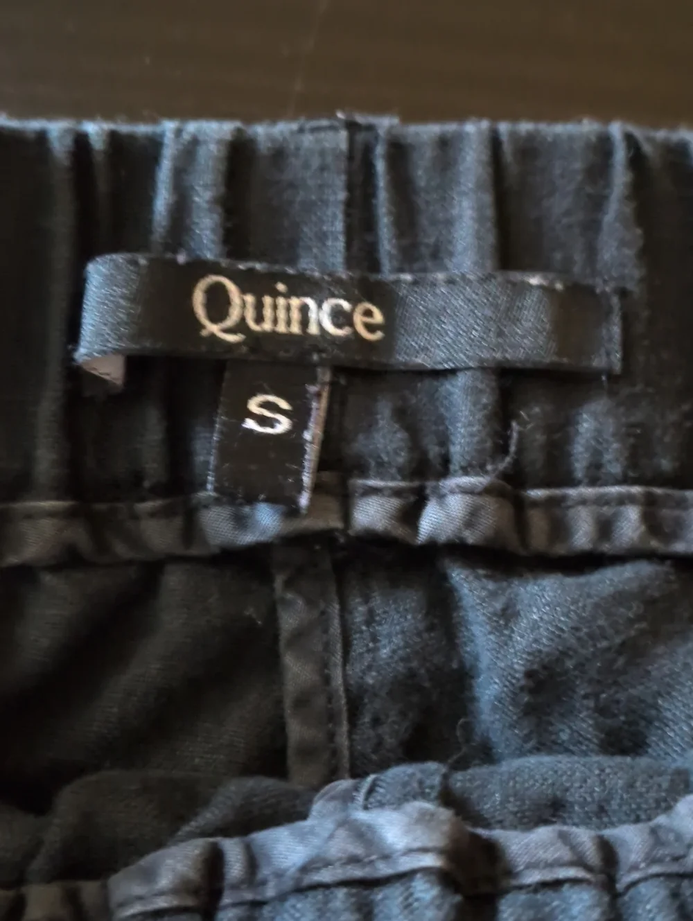 Quince Linen Pants Black Size Small Elastic Waist Pockets Pull On Breathable